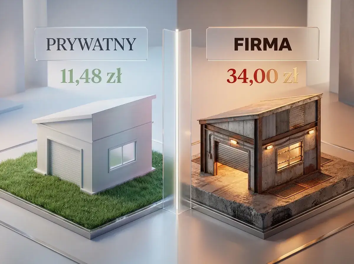 Porównanie kosztów: budynek gospodarczy prywatny (11,48 zł) vs. firmowy (34,00 zł). Czy rolnik płaci podatek od budynków gospodarczych?