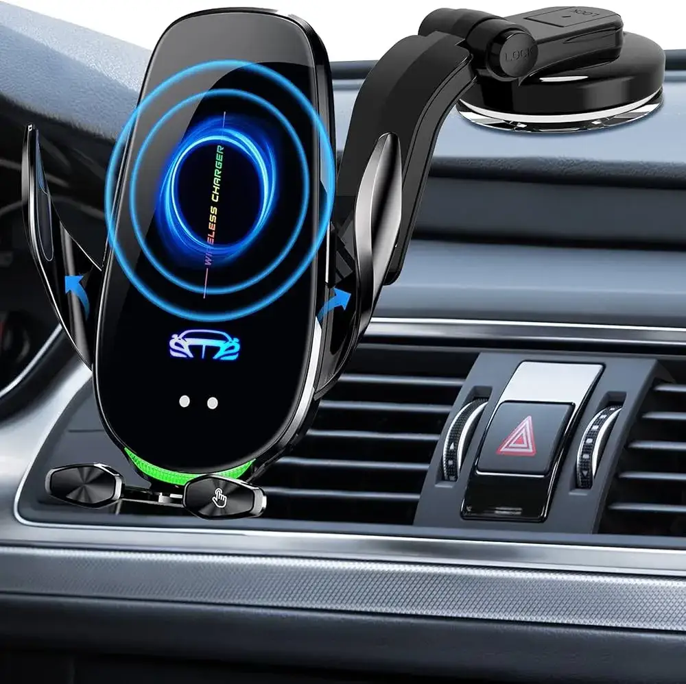 Smartphone-Halterung mit Qi-Ladefunktion im Auto