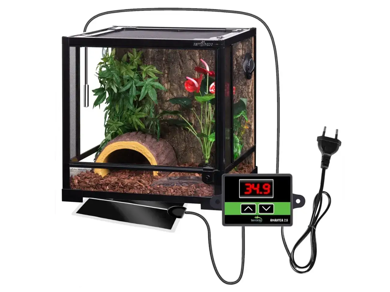 Mata grzewcza i termostat w terrarium węża zbożowego