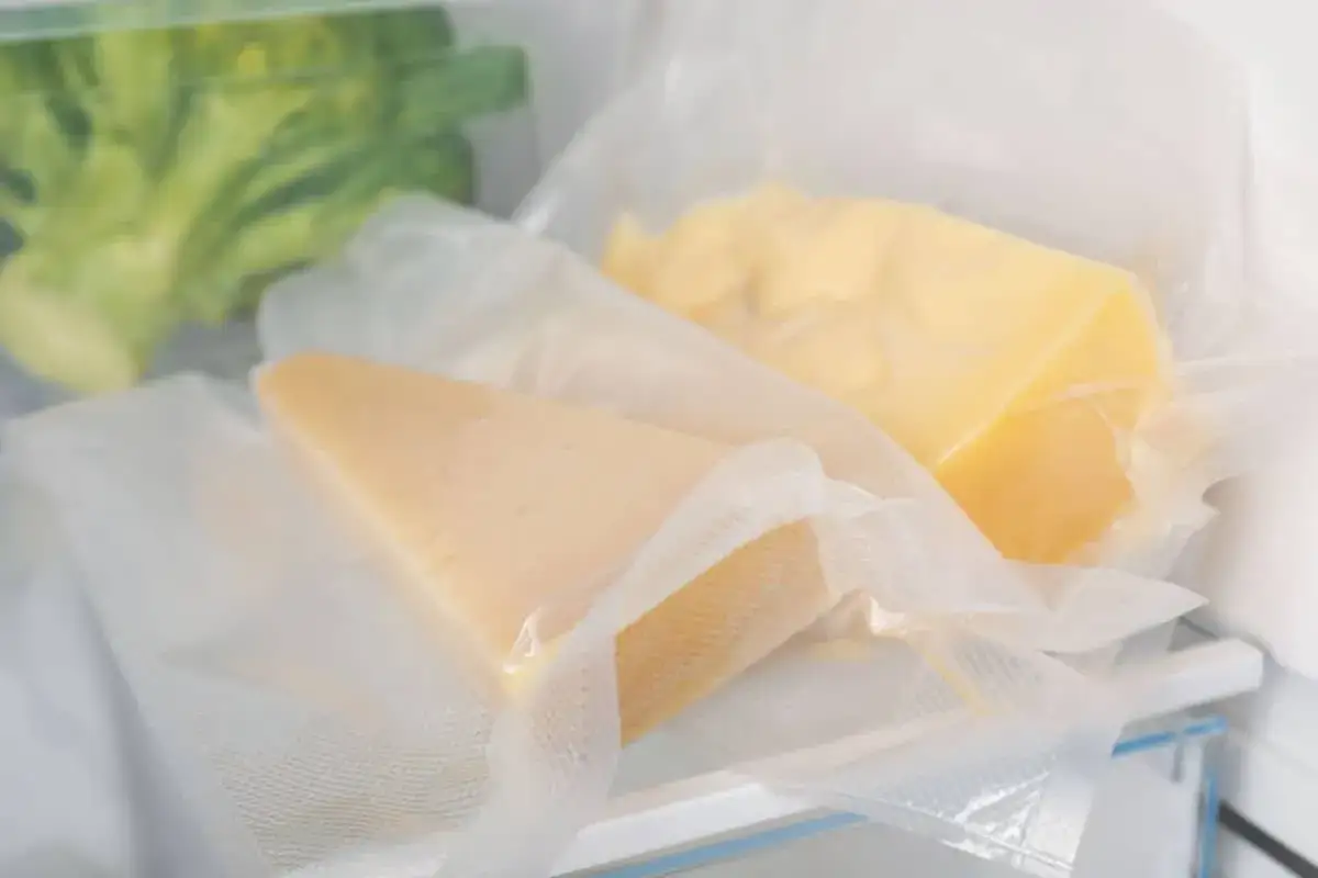 Due pezzi di formaggio stagionato sottovuoto in frigorifero. Quanto dura il formaggio spalmabile aperto?