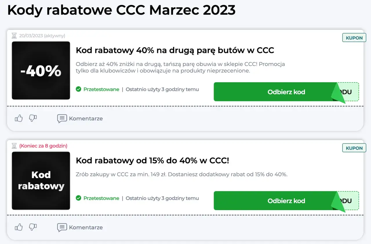 CCC strona gł&oacute;wna promocje, gdzie znaleźć datę