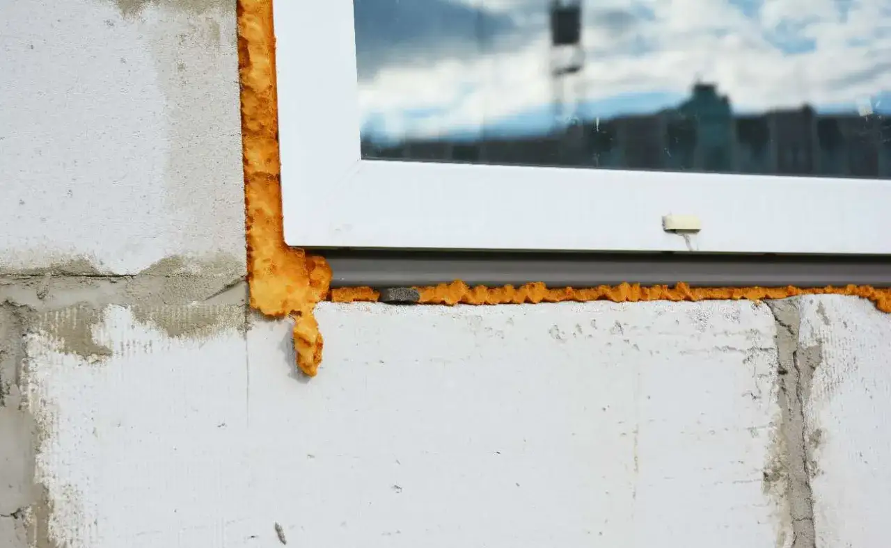 Aislamiento de ventana con espuma expansiva, clave para una calefacción más económica y un hogar confortable.