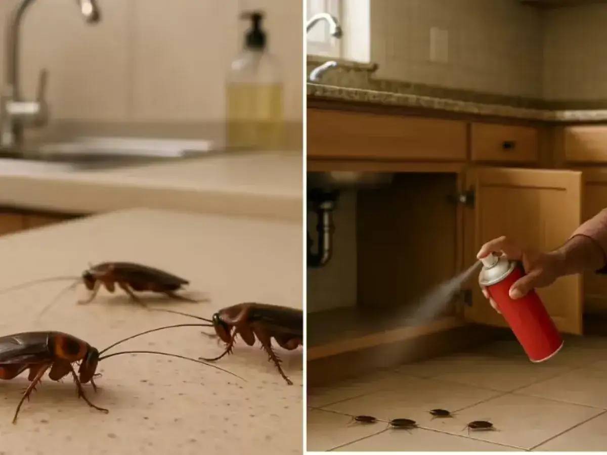 Un rociador de amoniaco combate cucarachas en la cocina.