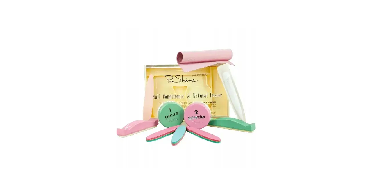 Zestaw do japońskiego manicure P.Shine: pasta, puder i pilniczki. Naturalny blask paznokci.