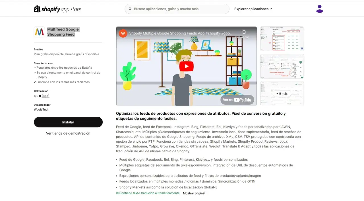 App de Shopify para optimizar tu feed de Google Shopping. Crea y gestiona f&aacute;cilmente tus listados de productos.