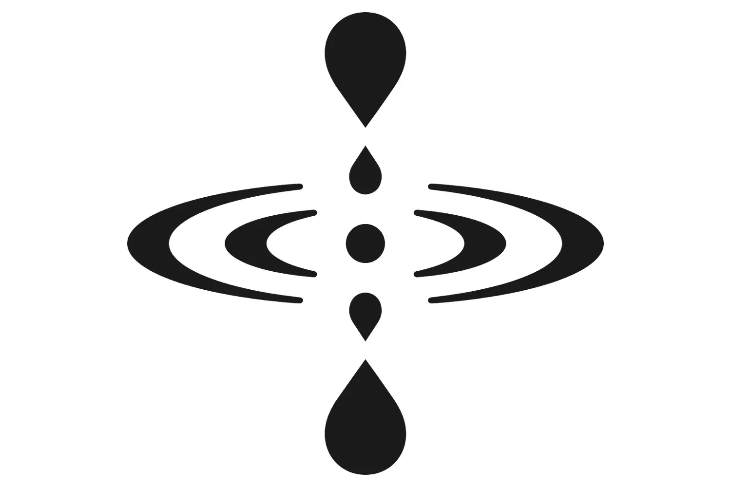 Zen-Steine-Symbol: Tropfen fallen, Wellen breiten sich aus. Energetisch spirituelle bedeutung von Gleichgewicht und Fluss.