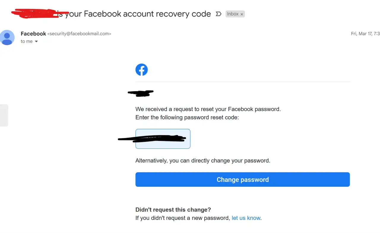 Otrzymałeś e-mail od Facebooka z kodem do resetowania hasła. Sprawdź, jak sprawdzić hasło do Facebooka na telefonie, gdy zapomnisz.