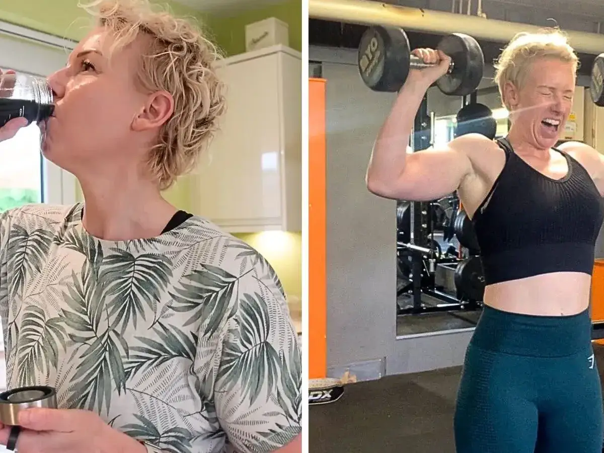 Donna beve integratore, poi solleva pesi in palestra. Nessuna prova che la creatina fa ingrassare donne.