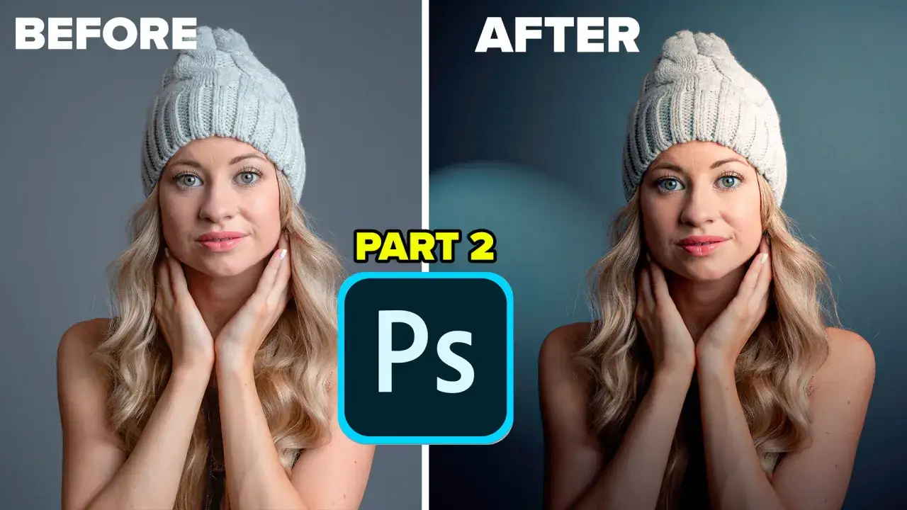 Avant/après d'une photo de femme avec un bonnet. L'image