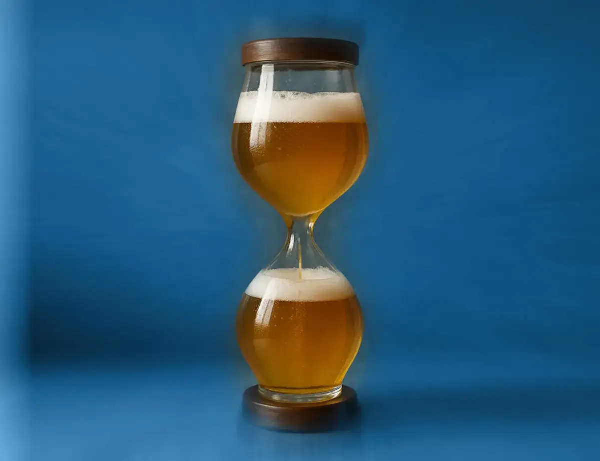Bière en forme de sablier, le temps s'écoule pour un diacetyl rest parfait.