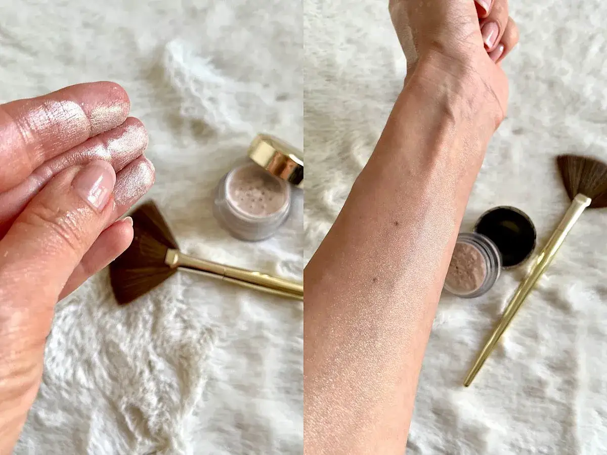 Puder rozświetlający Affect Charming Glow swatche na skórze