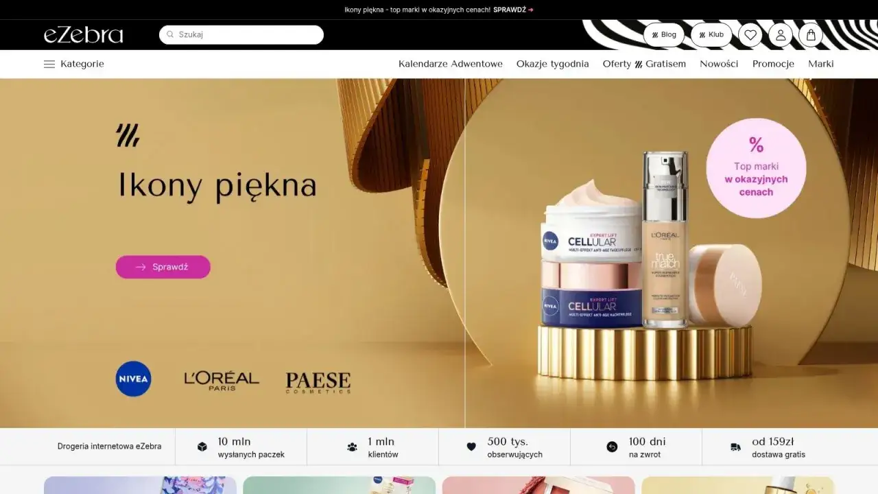 Ikony piękna na eZebra.pl. Odkryj topowe marki kosmetyków i zacznij z nimi rozmawiać o swojej urodzie. Sprawdź okazje!