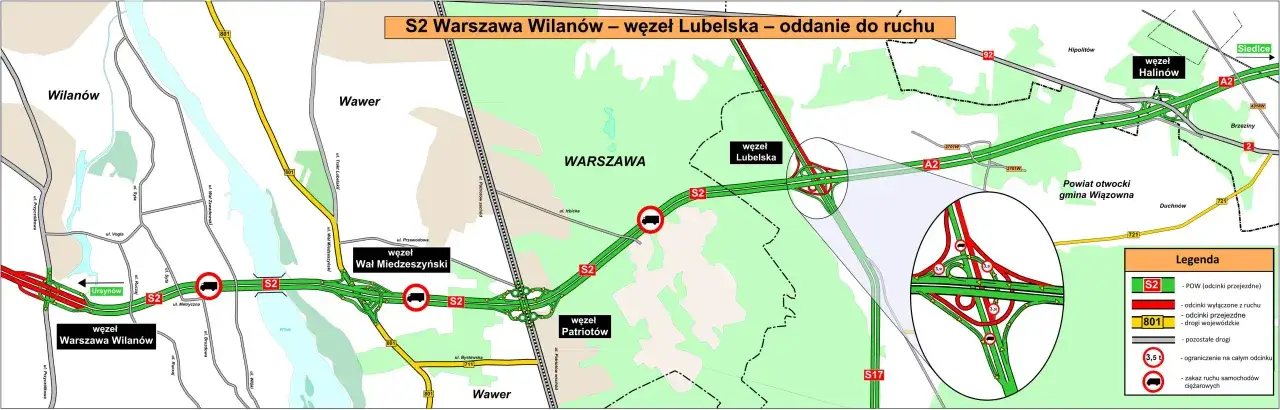 S2 Południowa Obwodnica Warszawy ciężarówki zakaz