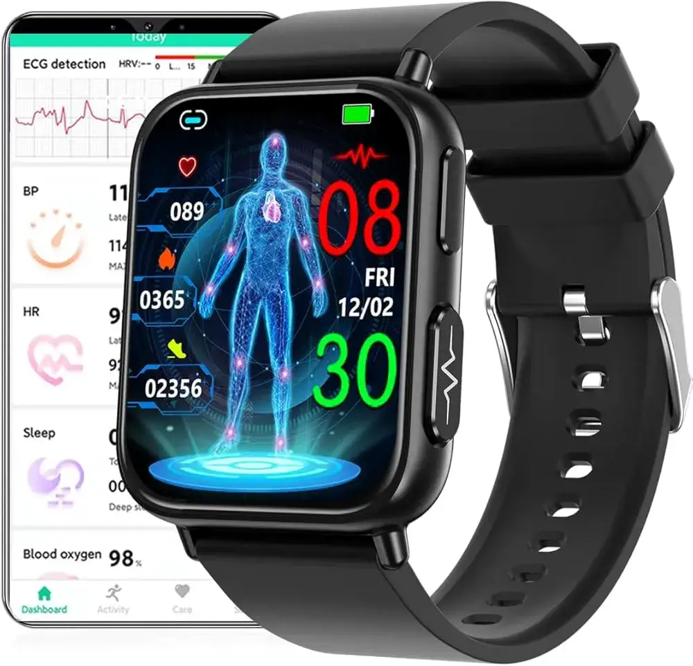 Verschiedene Arten tragbarer EKG-Geräte (Smartwatch, Handgerät, Patch)