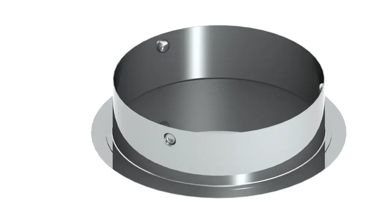 Metallring mit Schrauben, ideal zum Verschlie&szlig;en eines Schornsteinlochs.