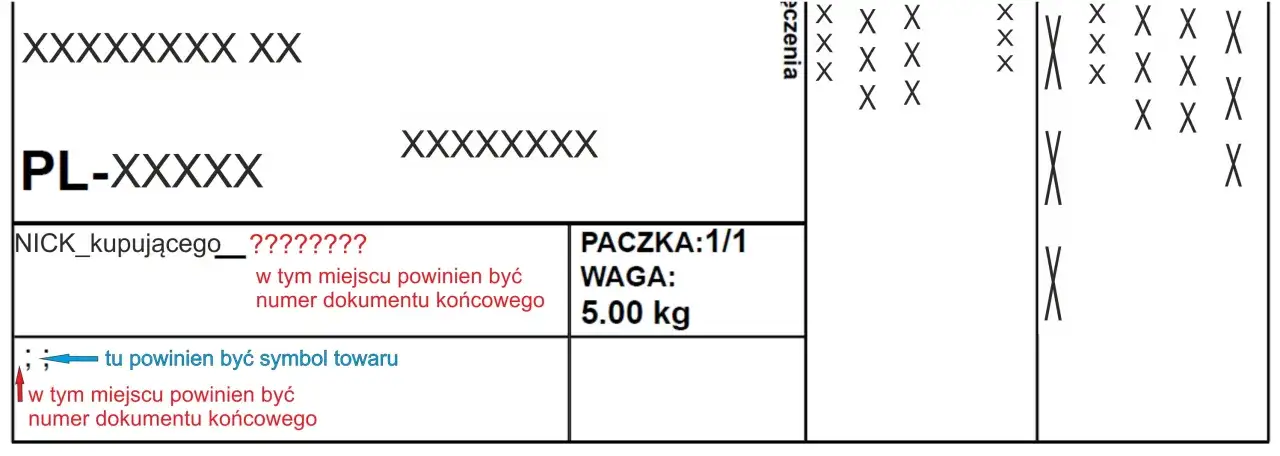 Etykieta DPD z polem na dpd numer przesyłki. Waga paczki 5.00 kg.