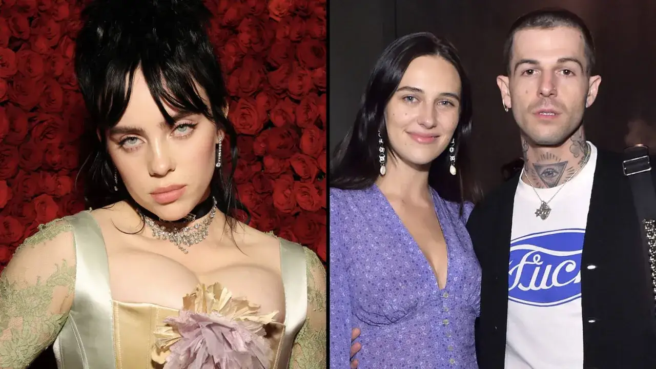 Billie Eilish w sukni z gorsetem i Jesse Rutherford w koszulce z napisem 