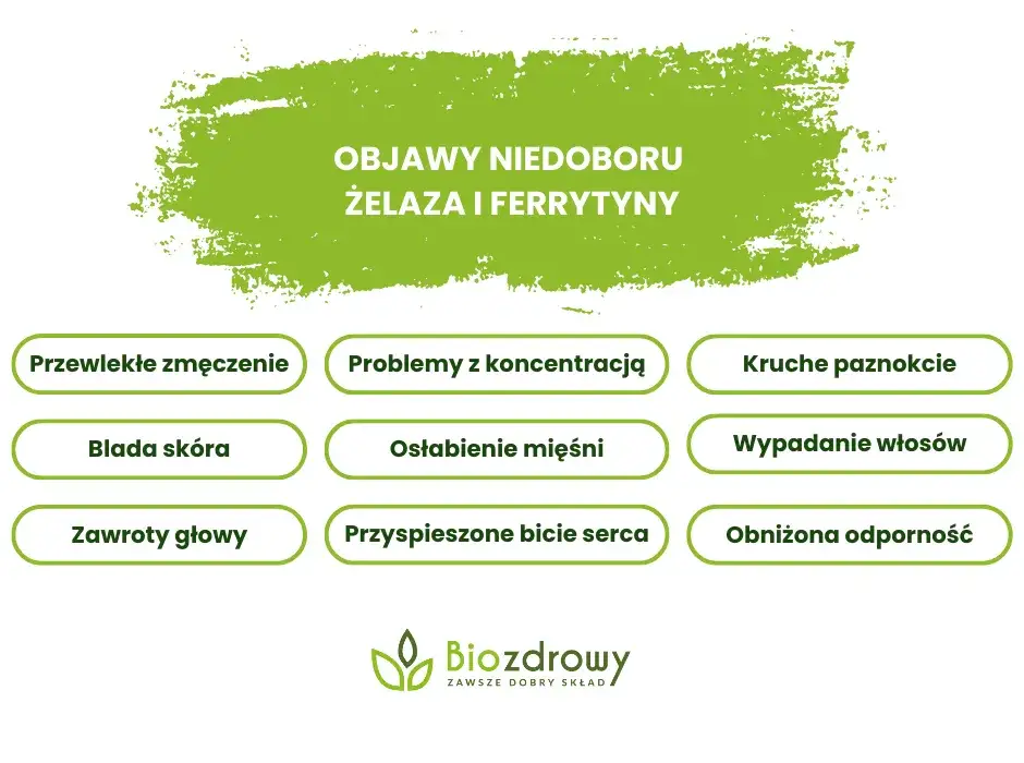 objawy niedoboru żelaza infografika