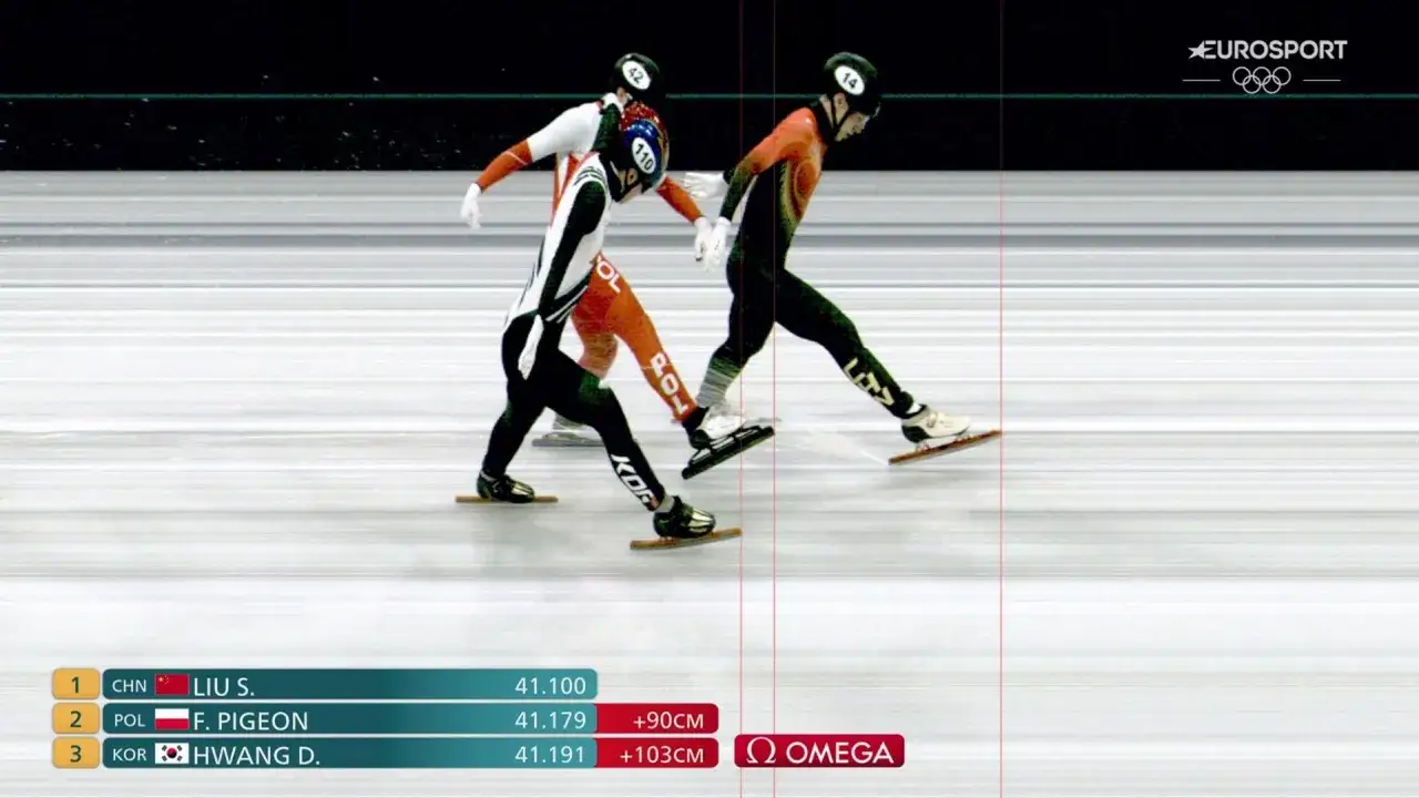 Short track: Liu S. (CHN) wygrywa z czasem 41.100. F. Pigeon (POL) drugi, Hwang D. (KOR) trzeci. Wyniki i terminarz.