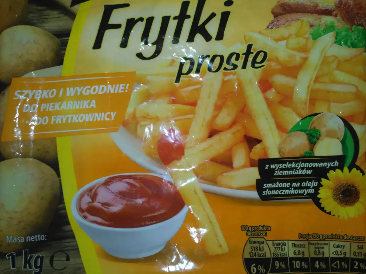 skład mrożonych frytek etykieta
