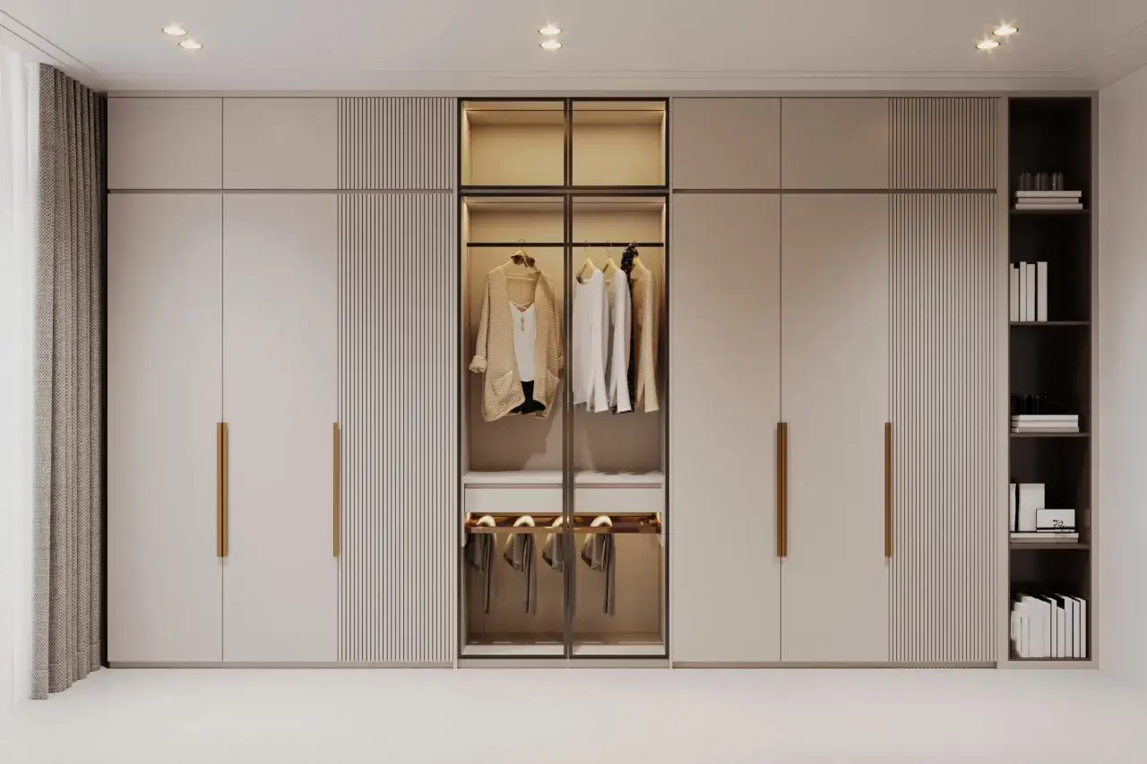 Armarios por dentro ideas: organización elegante con ropa colgada y cajones ocultos. Estanterías integradas para libros y accesorios.