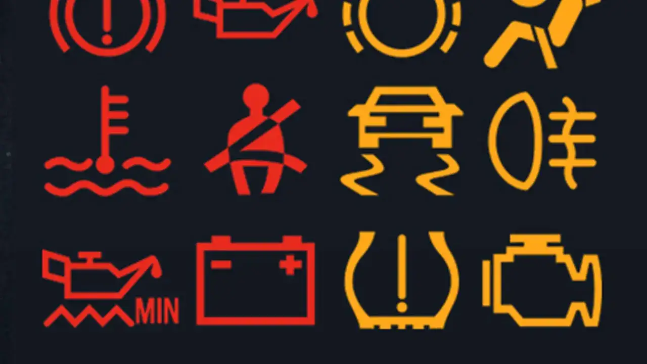 Warnsymbole im Auto: &Ouml;lstand, K&uuml;hlwasser, Airbag, Gurt, ESP, Scheinwerfer, Batterie, Reifendruck, Motor. So k&ouml;nnen Sie Ihr Auto orten und Probleme erkennen.