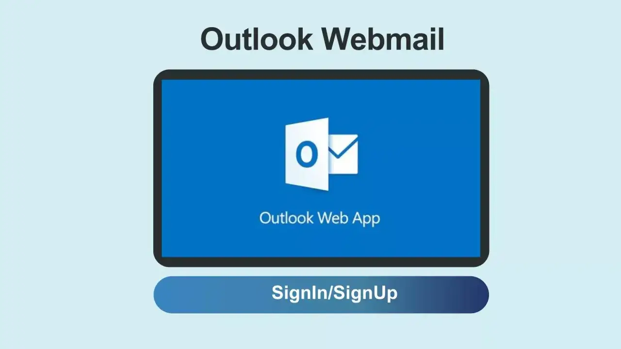 Connexion à Outlook Webmail pour échanger des mails. L'application Outlook Web App est affichée sur un écran, avec un bouton 