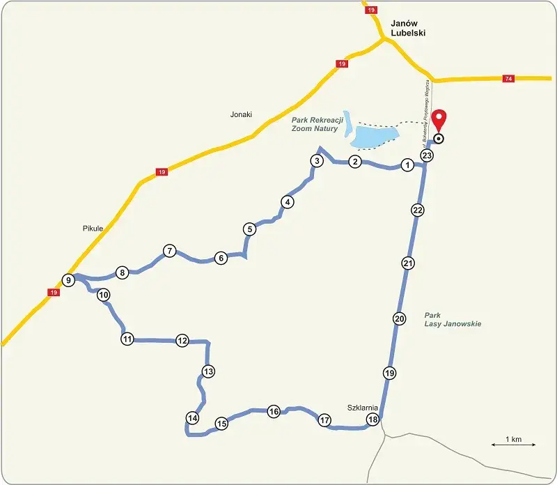 Lasy Janowskie szlaki rowerowe