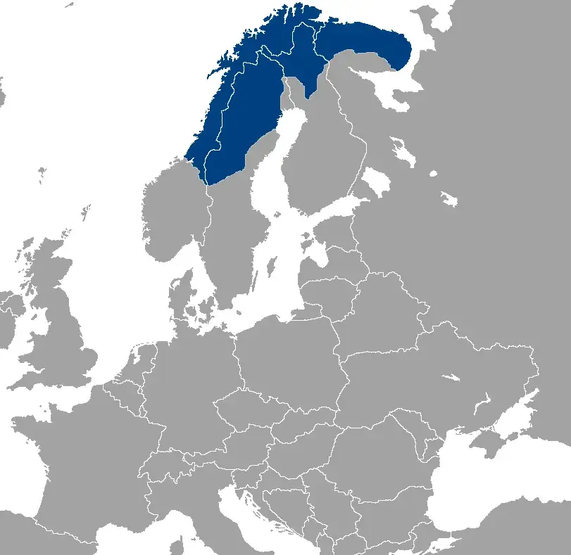 Mapa Laponii z podziałem na kraje
