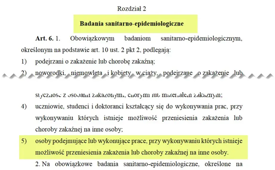 Lekarz medycyny pracy wydający orzeczenie sanepidowskie