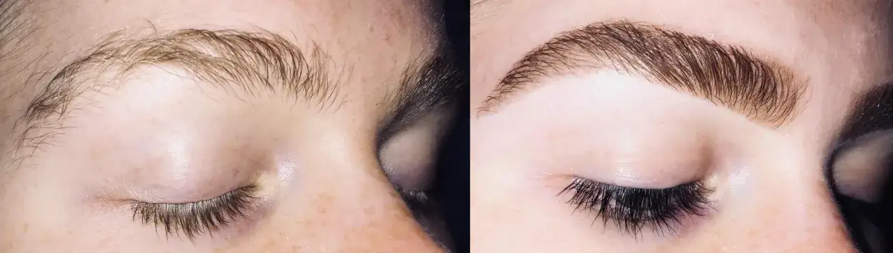 Przed i po: naturalne brwi przed i po zabiegu stylizacji. Efekt wow!