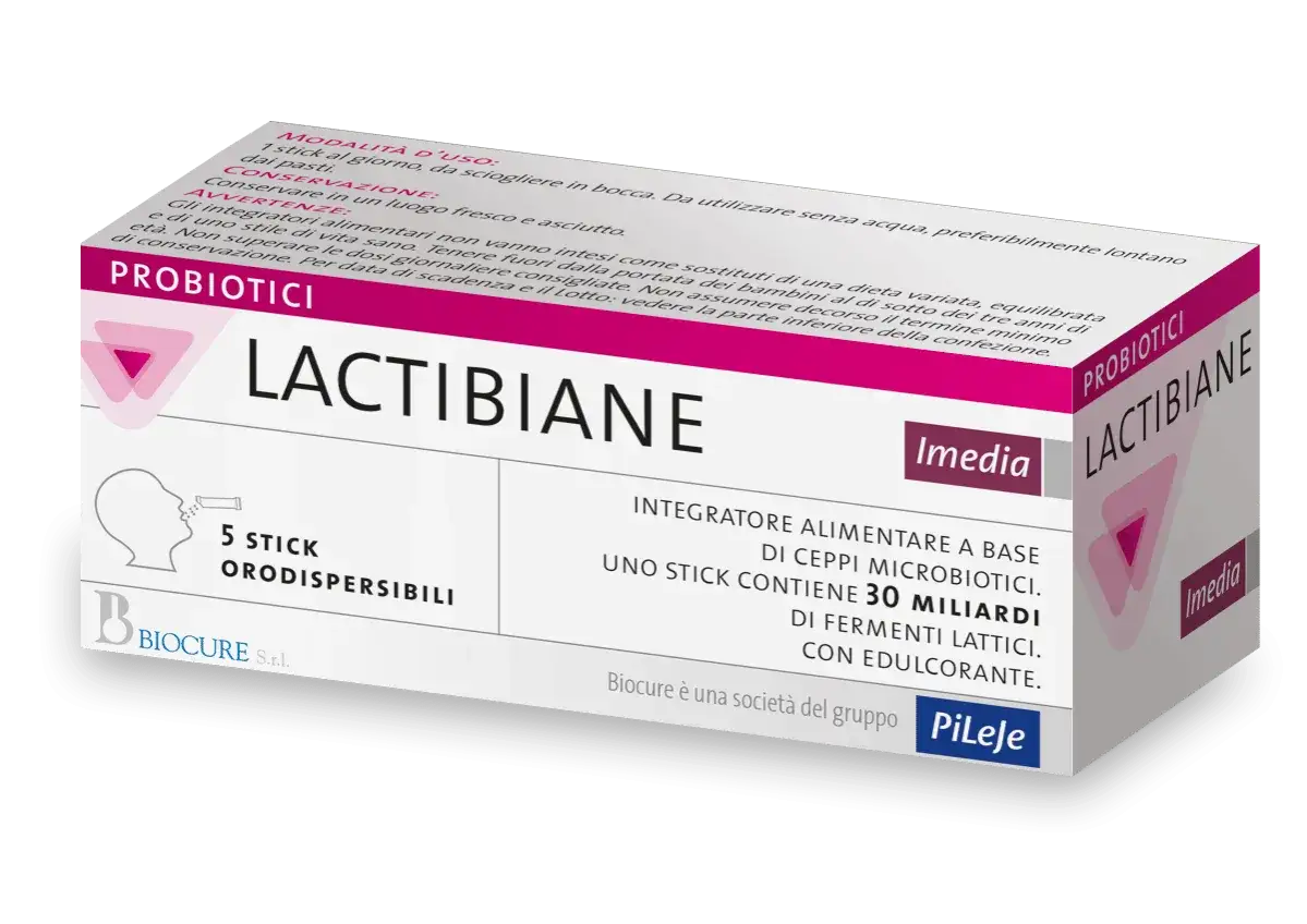 Confezione di probiotici Lactibiane. Attenzione: integratore scaduto da due anni, non assumere.