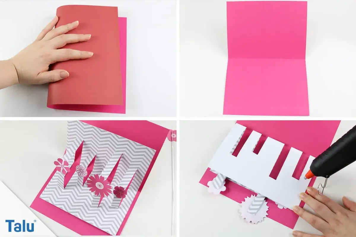 Schritt-f&uuml;r-Schritt-Anleitung, wie man eine Pop-up-Karte basteln kann. Mit Papier, Schere und Kleber entsteht ein tolles 3D-Motiv.