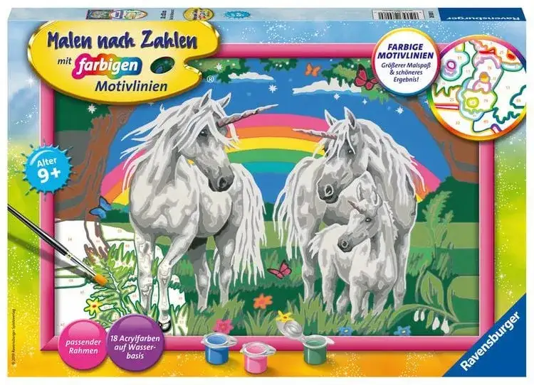 Malen nach Zahlen Motive Kinder, Einhörner Tiere Filme