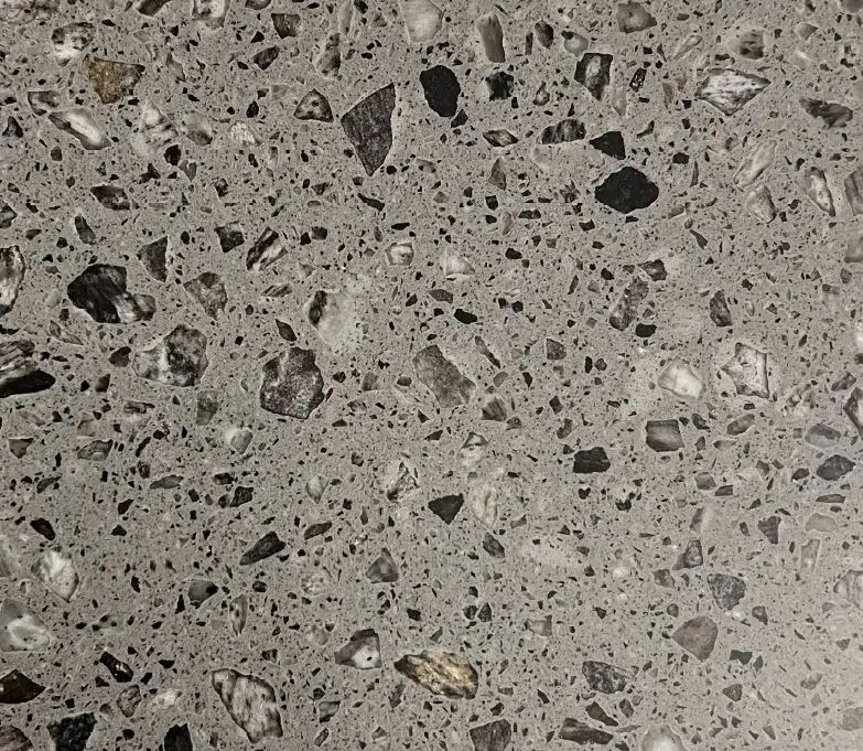 Wzory konglomeratu kwarcowego imitujące marmur, beton, lastryko, gładkie, z drobinkami