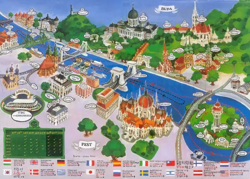 Mappa turistica Budapest attrazioni principali