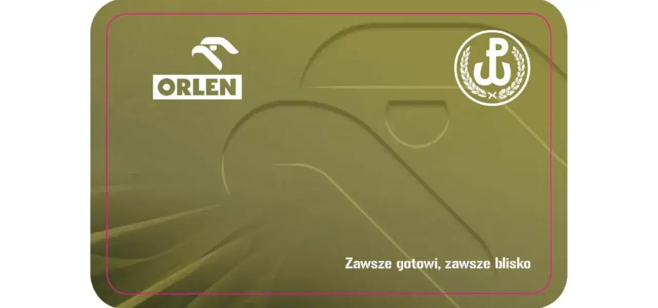 Karta Orlen z symbolem Polski Walczącej i hasłem 