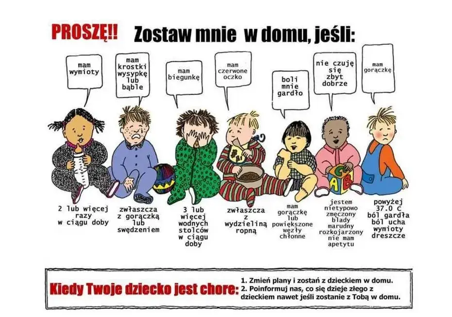 Chore dziecko w przedszkolu i inne dzieci