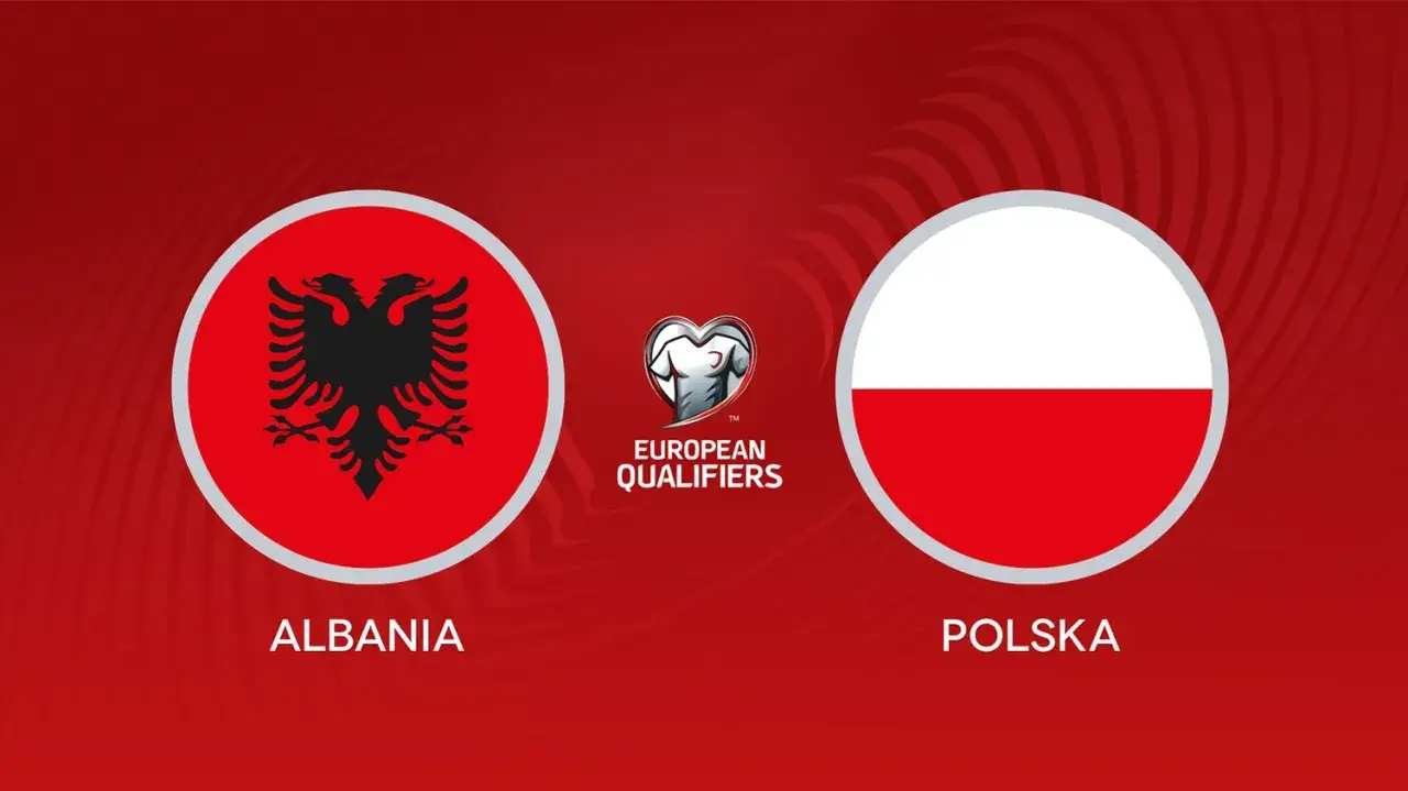 Flaga Albanii i Polski obok siebie, symbolizujące ich starcie w eliminacjach mistrzostw świata 2026.