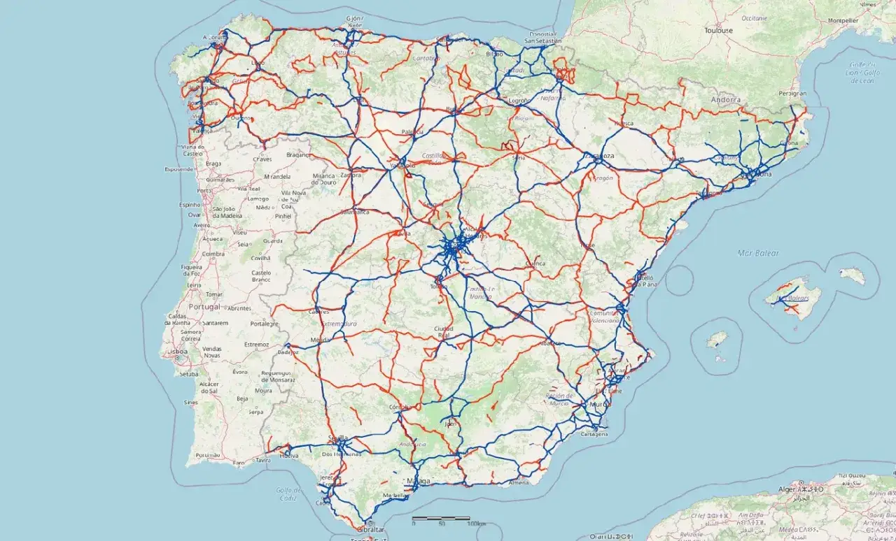 Mapa de España y Portugal con rutas en coche. Ideal para planificar rutas en coche por España baratas y descubrir el país.