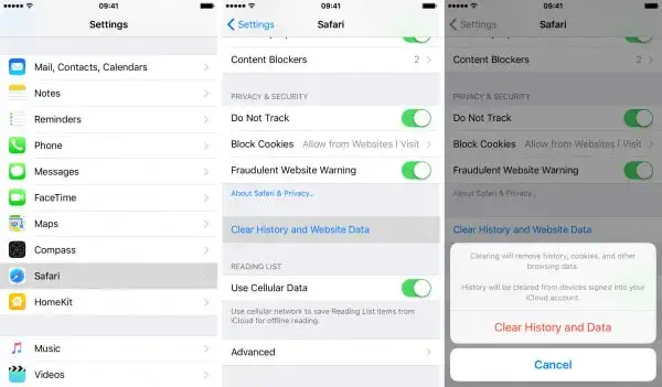 iPhone Safari usuwanie ciasteczek krok po kroku