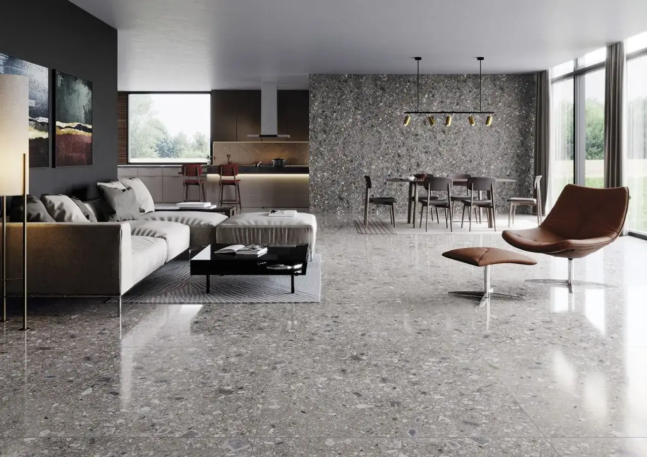 gres wielkoformatowy salon