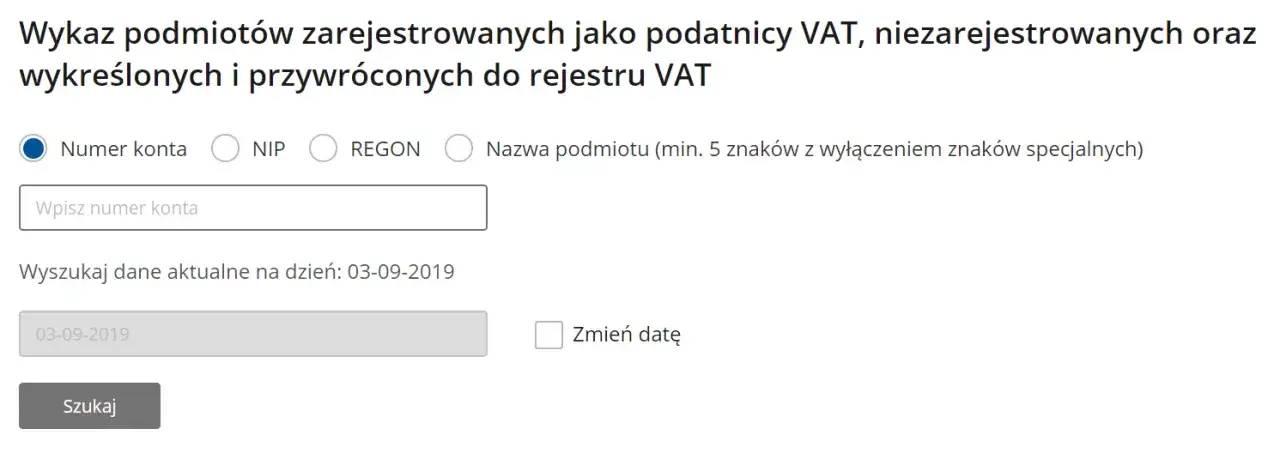 Biała Lista Podatników VAT wyszukiwarka
