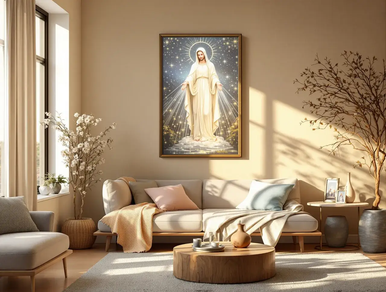 Aranżacje świętych obrazów w nowoczesnym salonie
