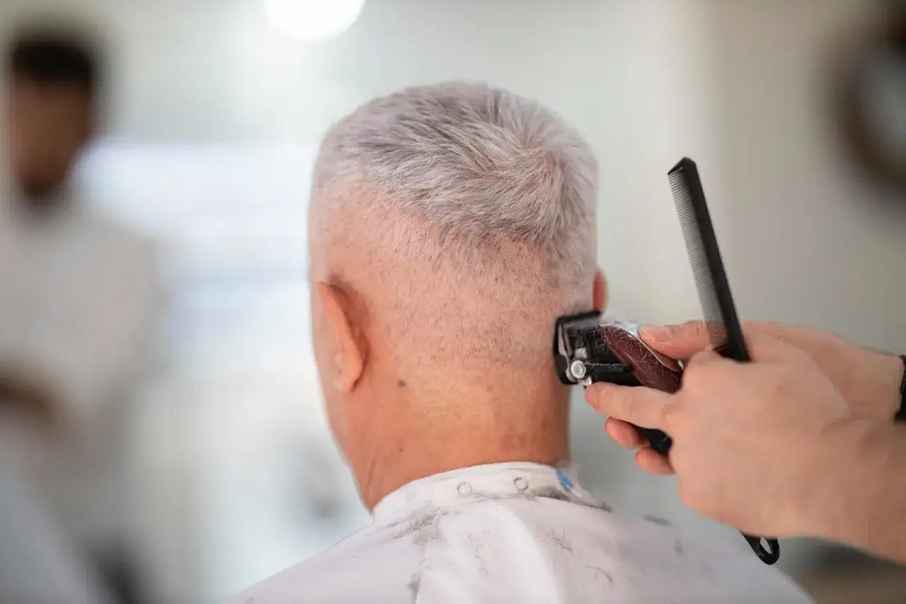 Verschiedene moderne Herrenfrisuren f&uuml;r graues Haar