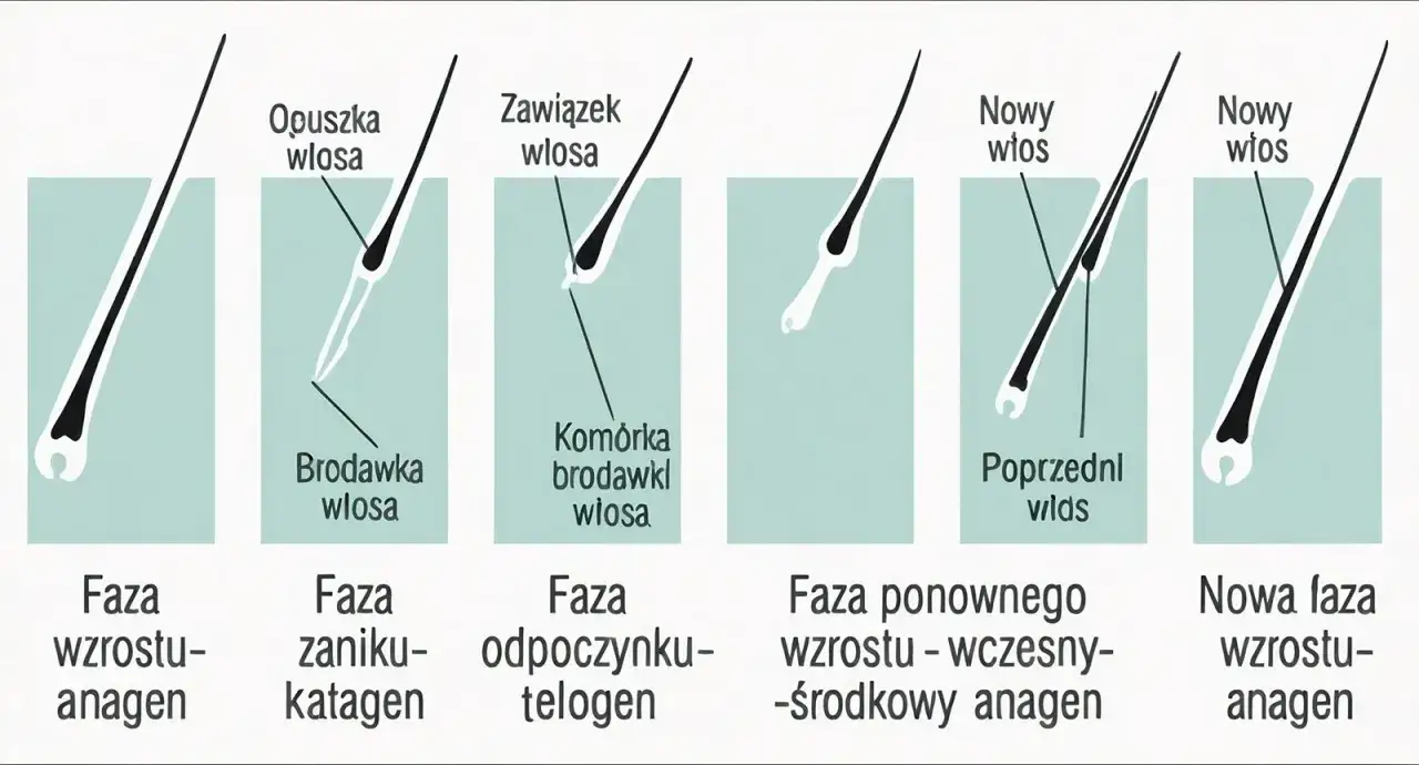 cykl wzrostu włosa anagen katagen telogen diagram