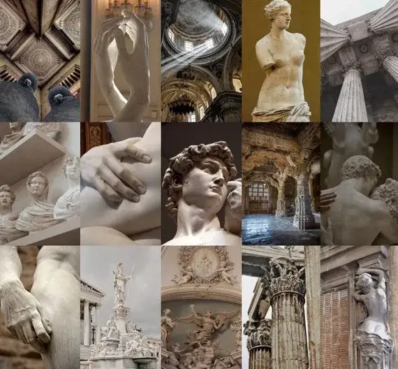 berühmte antike skulpturen collage