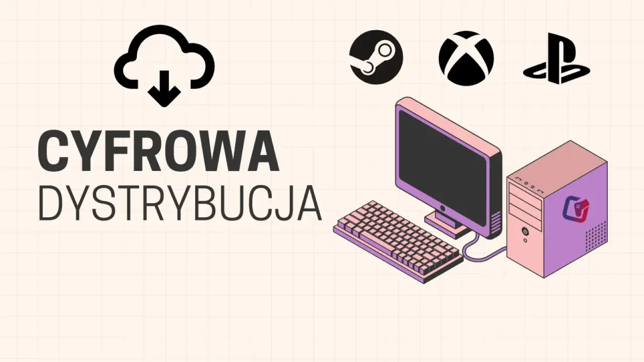 Chmura z ikonami Steam, Xbox, PlayStation i komputerem. Dowiedz się, jak bezpiecznie kupować gry w wersjach cyfrowych na konsole.
