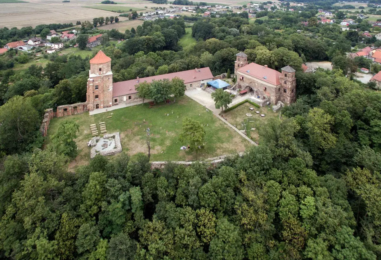 Zamek w Toszku widok z lotu ptaka