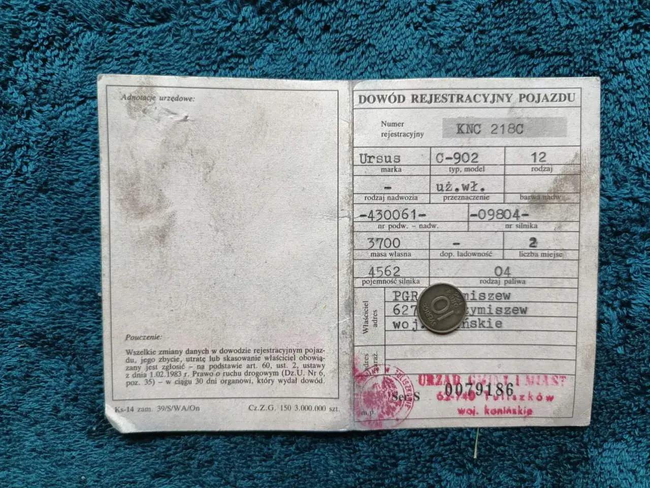 stary dowód rejestracyjny polski